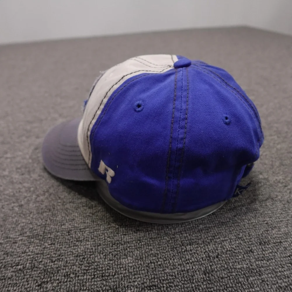 Kansas Jayhawks Hat Cap Strap Back Mens One Size Blue Gray NCAA Russell Athletic